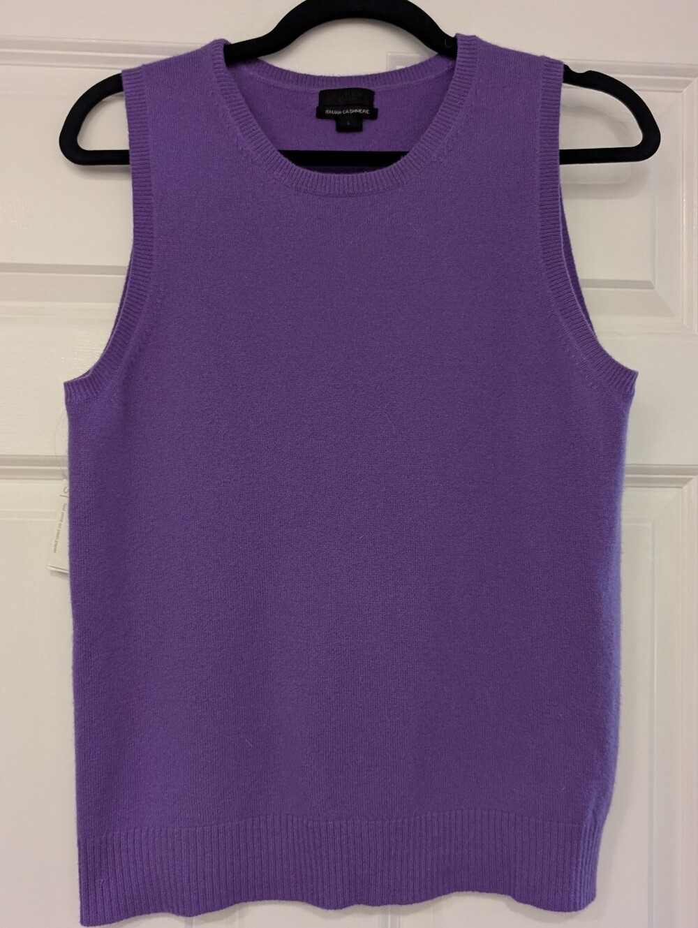 J. Crew Italian Cashmere Purple Sleeveless Crewneck Sweater Vest Large